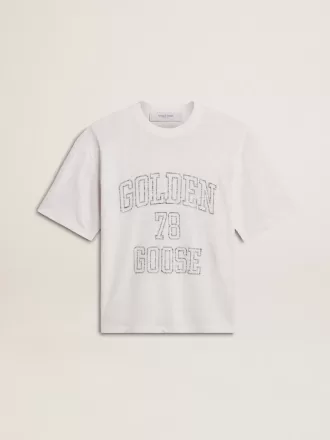 Leichtes weißes Leinen-T-Shirt für Damen mit Aufdruck