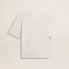 Leichtes weißes Leinen-T-Shirt für Damen mit Aufdruck