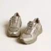 Lightstar für Damen aus Metallic-Leder und silbernem Mesh mit grauem Stern