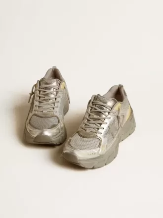 Lightstar für Damen aus Metallic-Leder und silbernem Mesh mit grauem Stern