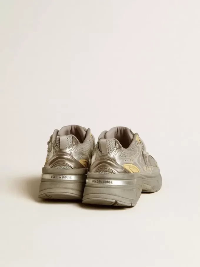 Lightstar für Damen aus Metallic-Leder und silbernem Mesh mit grauem Stern