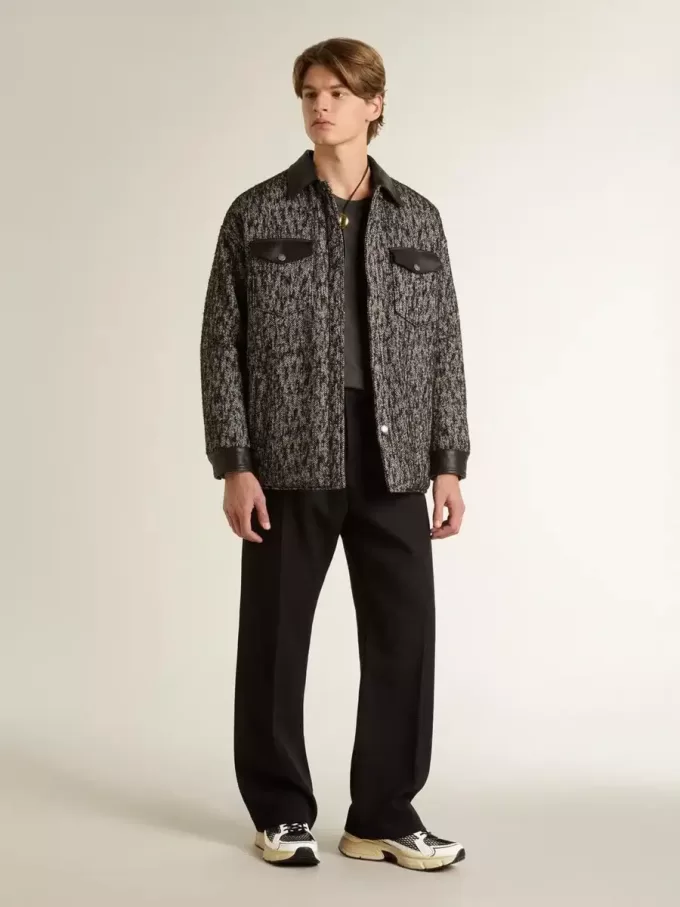 Lightstar für Herren aus weißem Leder und schwarzem Mesh mit schwarzem TPU-Stern Lightstar für Herren aus weißem Leder und schwarzem Mesh mit schwarzem TPU-Stern
