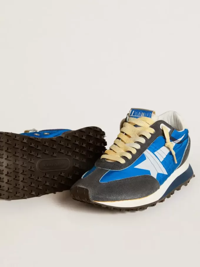 Marathon für Damen mit blauem Nylon-Obermaterial und weißem Stern Marathon für Damen mit blauem Nylon-Obermaterial und weißem Stern