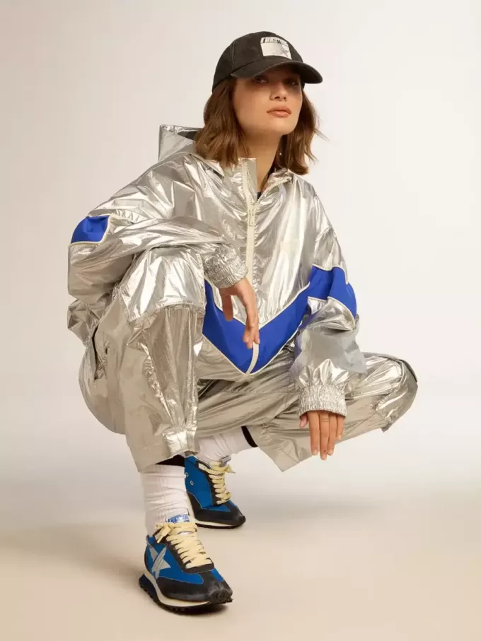 Marathon für Damen mit blauem Nylon-Obermaterial und weißem Stern Marathon für Damen mit blauem Nylon-Obermaterial und weißem Stern