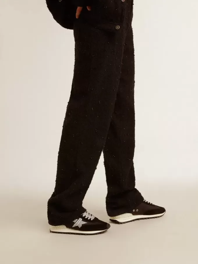Marathon für Damen mit schwarzem Obermaterial aus Ripstop-Nylon und silbernem Stern