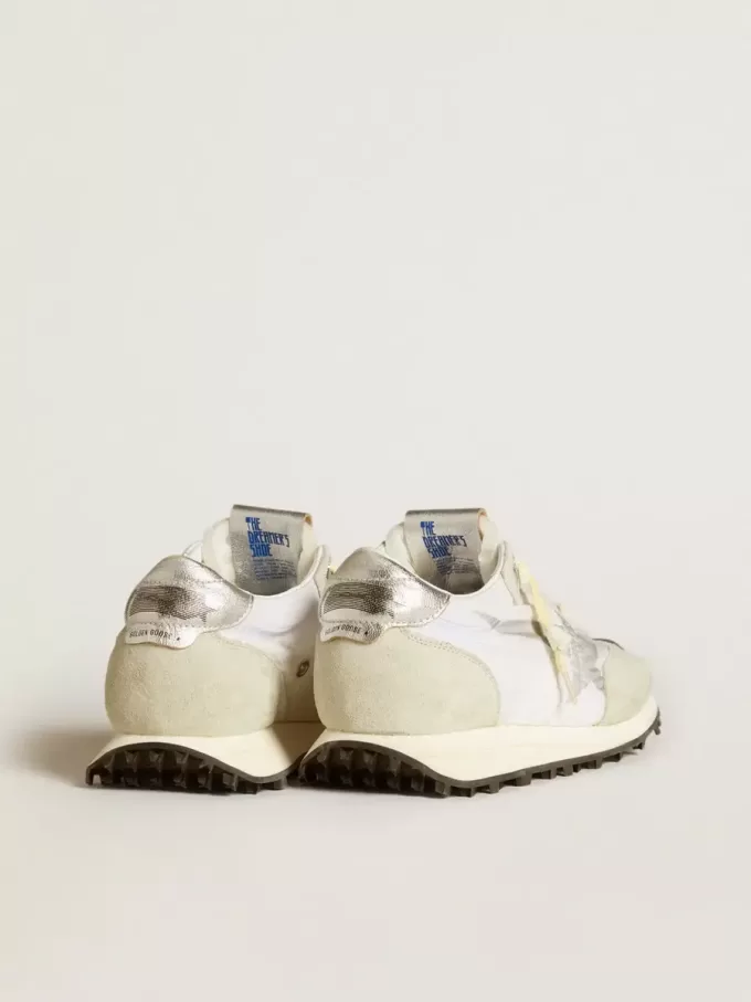 Marathon für Damen mit weißem Nylon-Obermaterial und silbernem Stern Marathon für Damen mit weißem Nylon-Obermaterial und silbernem Stern