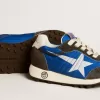 Marathon Junior aus blauem Nylon mit aufgedrucktem Stern und Lederlasche an der Ferse