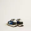 Marathon Junior aus blauem Nylon mit aufgedrucktem Stern und Lederlasche an der Ferse