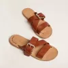 Margaret flache Sandalen aus kunstharzbeschichtetem Leder