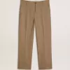 Maßgeschneiderte Hose aus sandfarbenem Chevron-Leinenmix