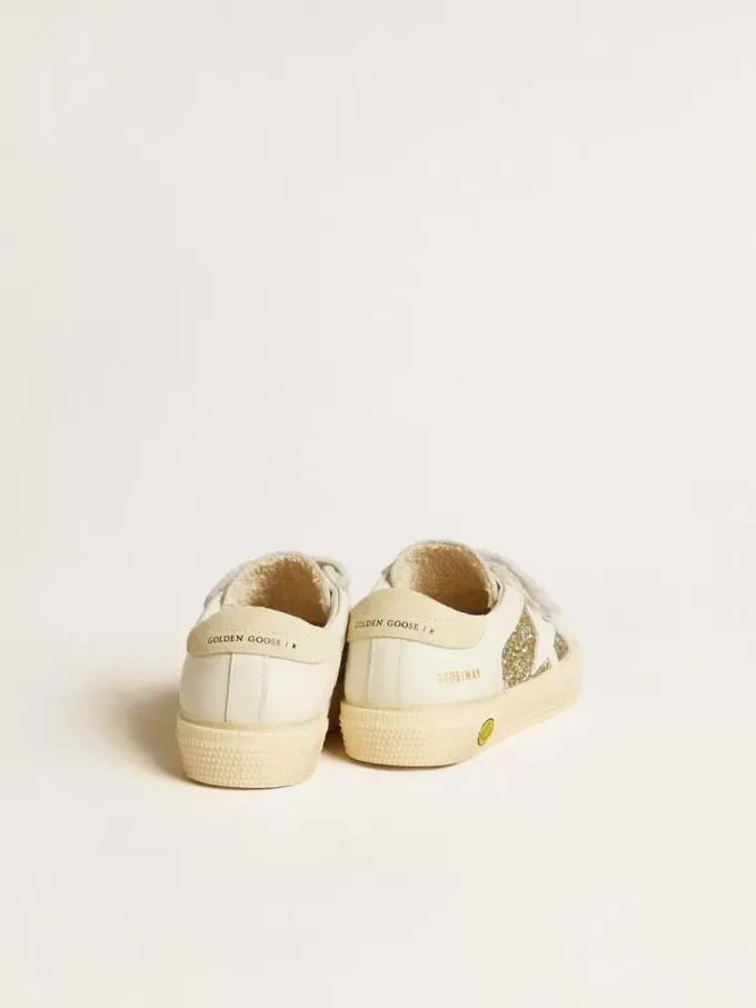 May School Young in Glitzer mit Lederstern und Fersenlasche aus Wildleder May School Young in Glitzer mit Lederstern und Fersenlasche aus Wildleder