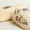 May Teen aus weißem Leder und roségoldfarbenem Glitzer mit beigem Wildlederstern May Teen aus weißem Leder und roségoldfarbenem Glitzer mit beigem Wildlederstern