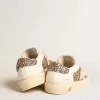May Teen aus weißem Leder und roségoldfarbenem Glitzer mit beigem Wildlederstern May Teen aus weißem Leder und roségoldfarbenem Glitzer mit beigem Wildlederstern