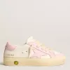 May Teen aus weißem und rosa Leder mit rosa Lederstern