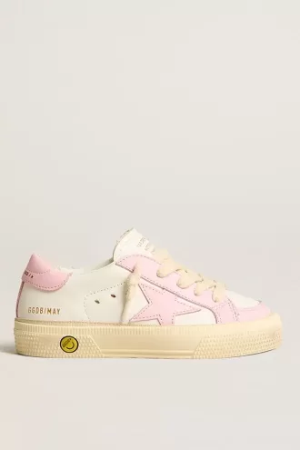 May Teen aus weißem und rosa Leder mit rosa Lederstern