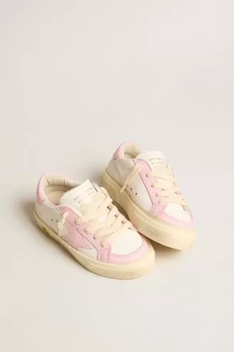 May Teen aus weißem und rosa Leder mit rosa Lederstern