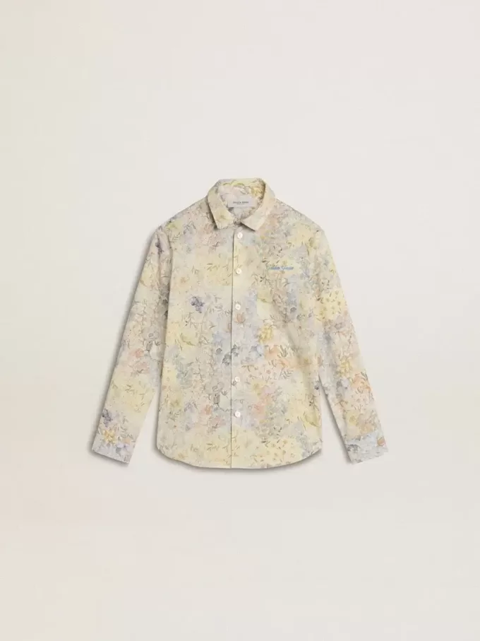 Mädchen-Baumwollhemd mit mehrfarbigem Blumenprint