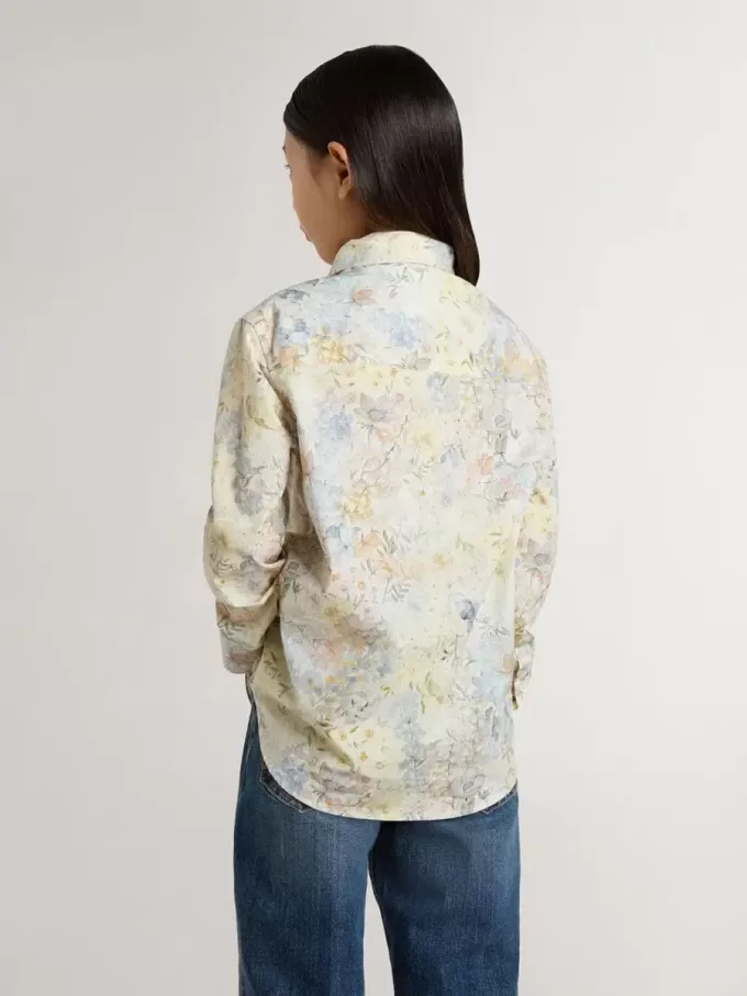 Mädchen-Baumwollhemd mit mehrfarbigem Blumenprint