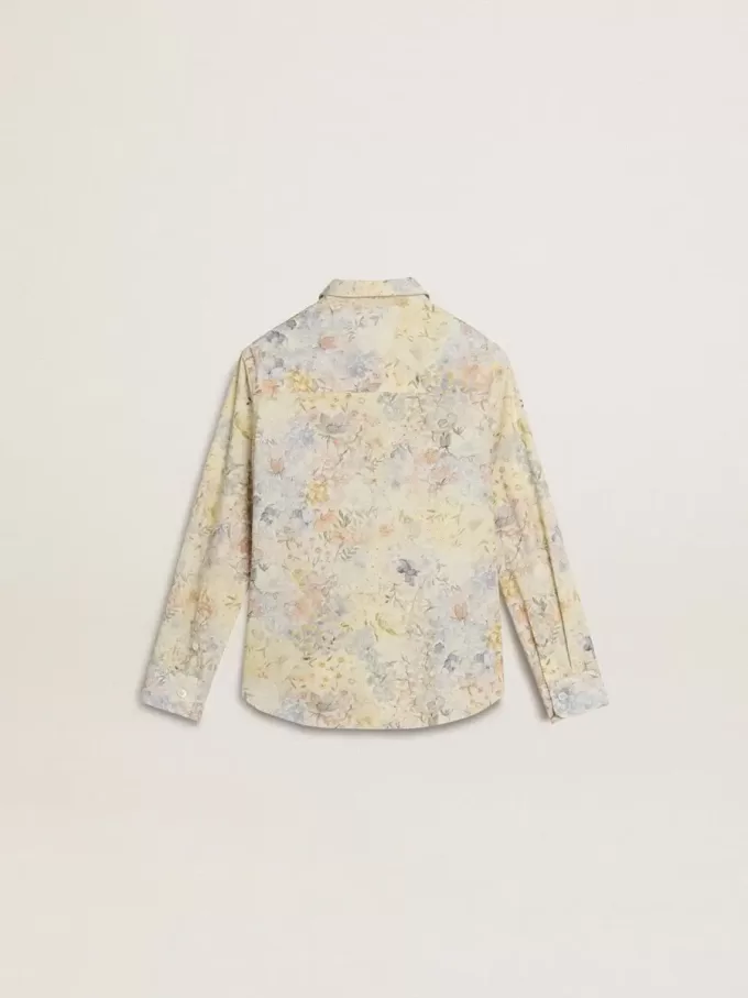 Mädchen-Baumwollhemd mit mehrfarbigem Blumenprint