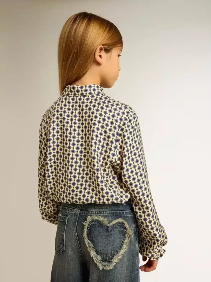 Mädchen-Poloshirt mit geometrischem Print