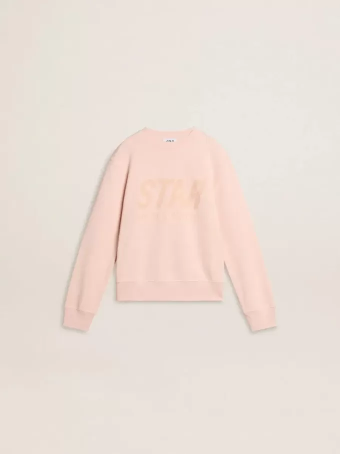 Mädchen-Sweatshirt in Rosa mit rosa Schriftzug auf der Vorderseite