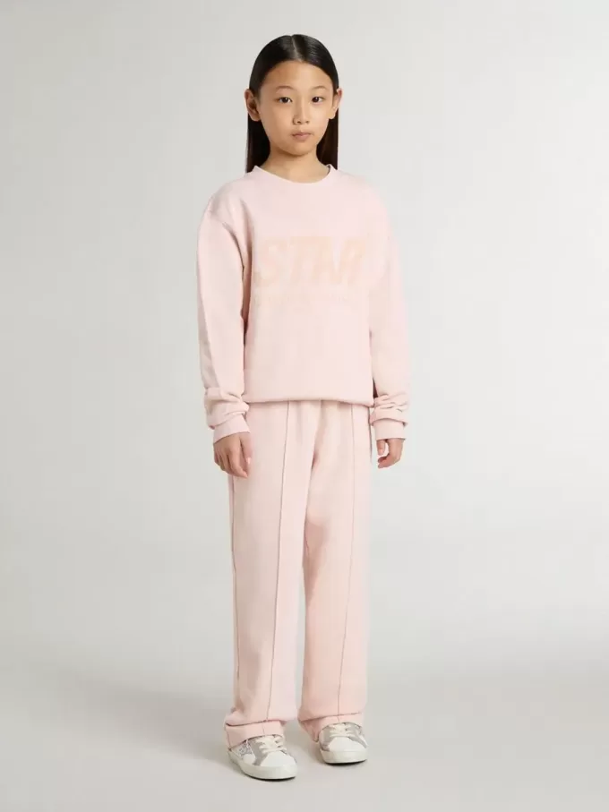 Mädchen-Sweatshirt in Rosa mit rosa Schriftzug auf der Vorderseite