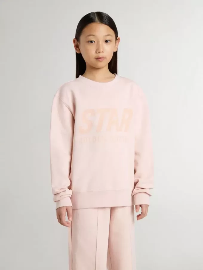 Mädchen-Sweatshirt in Rosa mit rosa Schriftzug auf der Vorderseite