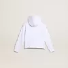 Mädchen-Sweatshirt mit Reißverschluss in Weiß mit Glitzersternen auf den Ärmeln