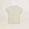 Mädchen-T-Shirt aus Baumwolle in Used-Weiß mit roter Stickerei auf der Brust