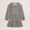 Mädchenkleid mit geometrischem Print und abnehmbarem Kragen