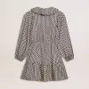 Mädchenkleid mit geometrischem Print und abnehmbarem Kragen