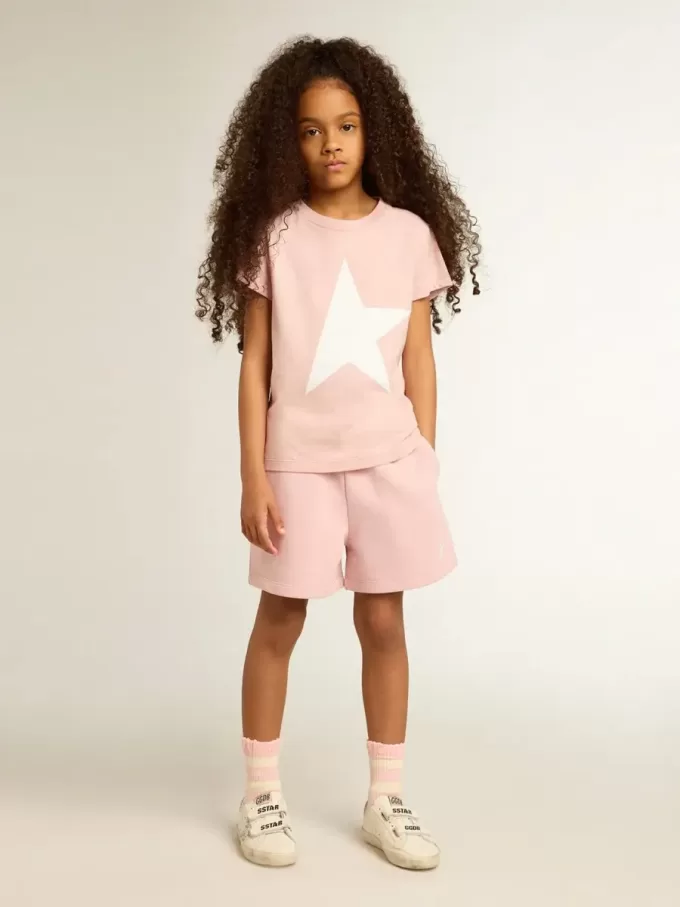 Mädchenshorts in Rosa mit weißem Stern Mädchenshorts in Rosa mit weißem Stern