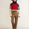 Mehrfarbig gestreiftes, kurzes Sweatshirt aus Wolle für Damen