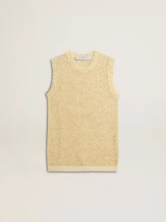 Mesh-Strickoberteil mit Pailletten und kontrastierenden Details