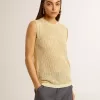 Mesh-Strickoberteil mit Pailletten und kontrastierenden Details