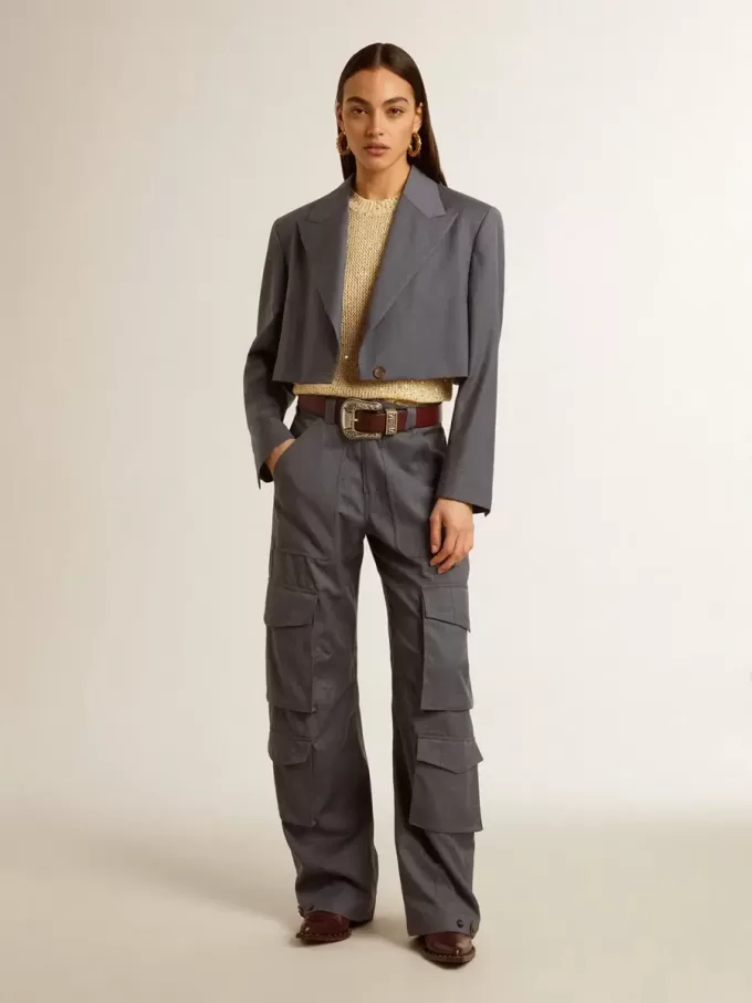 Mesh-Strickoberteil mit Pailletten und kontrastierenden Details