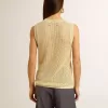 Mesh-Strickoberteil mit Pailletten und kontrastierenden Details