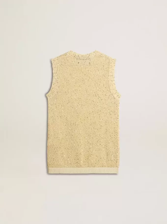 Mesh-Strickoberteil mit Pailletten und kontrastierenden Details