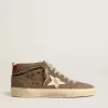 Mid Star aus grünem Canvas mit Lederstern und schwarzem Blitz Mid Star aus grünem Canvas mit Lederstern und schwarzem Blitz
