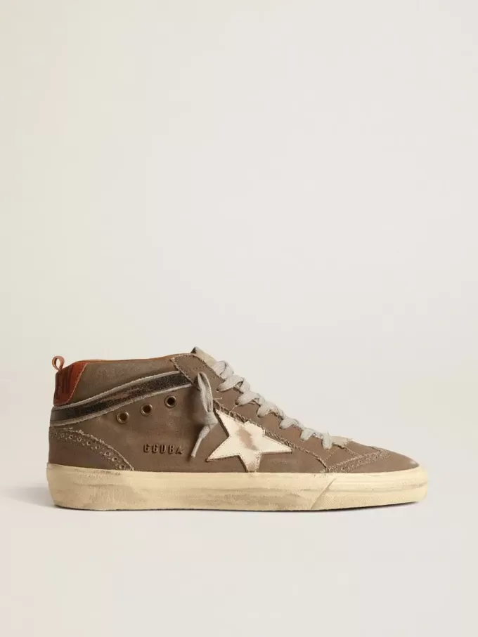 Mid Star aus grünem Canvas mit Lederstern und schwarzem Blitz Mid Star aus grünem Canvas mit Lederstern und schwarzem Blitz