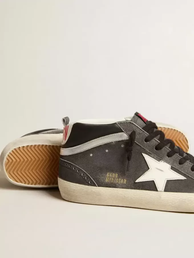 Mid Star aus schwarzem Wildleder mit weißem Lederstern und silbernem Flash
