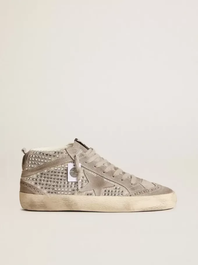 Mid Star aus silbernem Wildleder mit Swarovski-Kristallen und Wildlederstern Mid Star aus silbernem Wildleder mit Swarovski-Kristallen und Wildlederstern