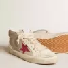 Mid Star aus Wildleder mit fuchsiafarbenem Glitzerstern und grauem Lederstreifen Mid Star aus Wildleder mit fuchsiafarbenem Glitzerstern und grauem Lederstreifen