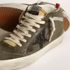 Mid-Star für Damen aus olivgrünem Wildleder mit schwarzem Glitzerstern und Fersenlasche aus Ponyfell Mid-Star für Damen aus olivgrünem Wildleder mit schwarzem Glitzerstern und Fersenlasche aus Ponyfell