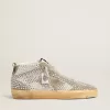 Mid Star für Damen aus weißem und taubengrauem Wildleder mit Swarovski-Kristallen Mid Star für Damen aus weißem und taubengrauem Wildleder mit Swarovski-Kristallen