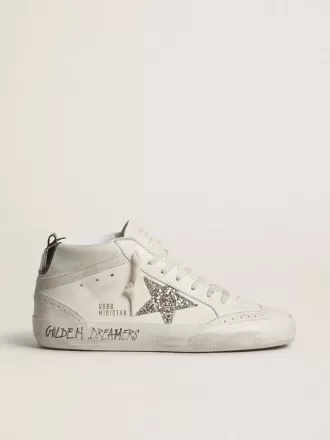Mid Star für Damen mit silbernem Glitzerstern und schwarz laminierter Fersenlasche
