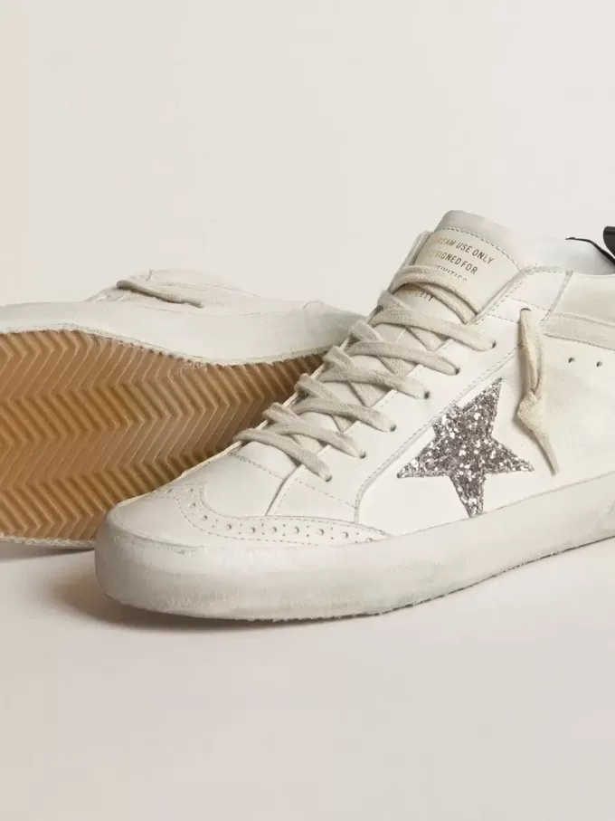 Mid Star für Damen mit silbernem Glitzerstern und schwarz laminierter Fersenlasche