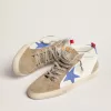 Mid Star für Herren mit blauem Lederstern und taubengrauen Wildledereinsätzen Mid Star für Herren mit blauem Lederstern und taubengrauen Wildledereinsätzen