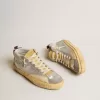 Mid Star LAB aus silbernem Metallic-Leder und Mesh mit perforiertem Stern