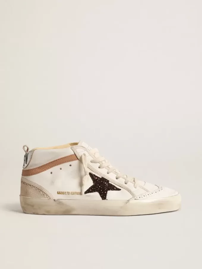 Mid Star LTD aus Nappaleder mit Glitzerstern und nudefarbenem Lederbesatz